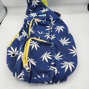 MERU Sling Bag Backpack Blue‎ White Leaf Pattern Trippy Crossbody Day Pack